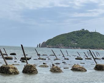 Bâtons de défence sur l'île de&nbsp;Baengnyeong
