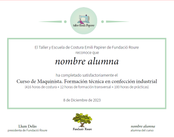 Diploma de participación al curso (modelo)
