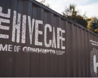 El contenedor de la cafetería The Hive
